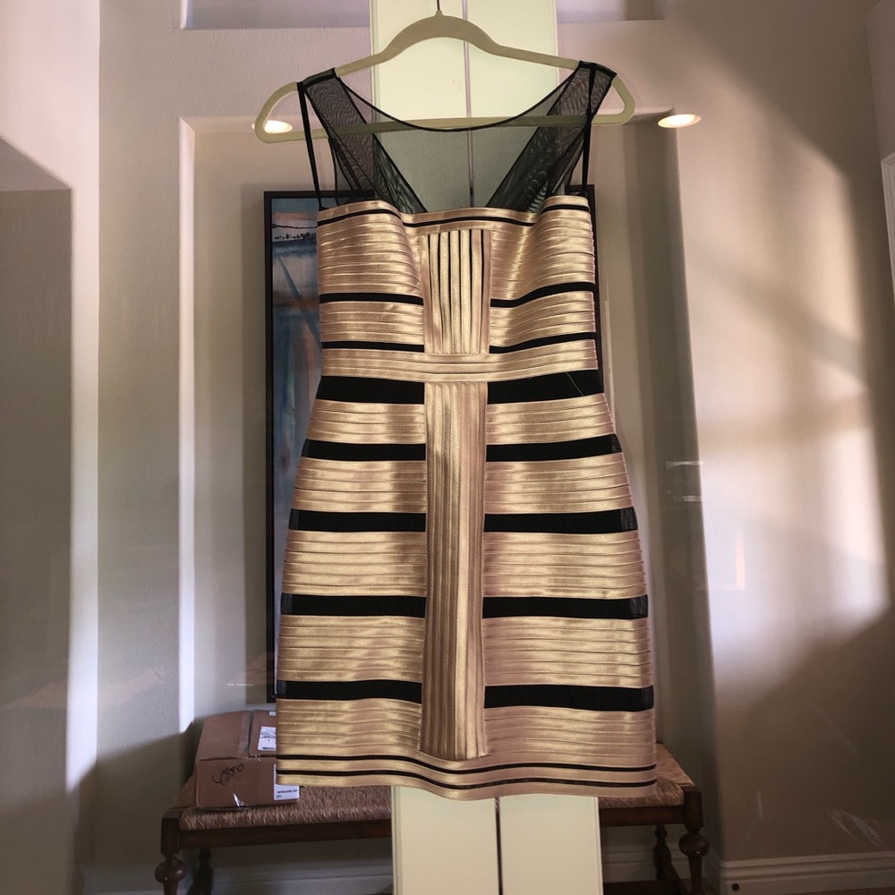 BCBG Black and gold cocktail dress